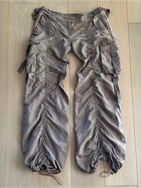 Y & Kei FW 2003 Golden Ruched Parachute Cargo Pants